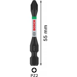 BOSCH Bit PRO Pozidriv Impact, PZ2, 55 mm, 2 szt. 2608522544