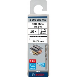 BOSCH Wiertło PRO Metal HSS-G, długość standardowa, 1,2 × 16 × 38 mm, 10 szt. 2608585468