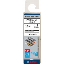 BOSCH Wiertło PRO Metal HSS-G, długość standardowa, 1,3 × 16 × 38 mm, 10 szt. 2608585469