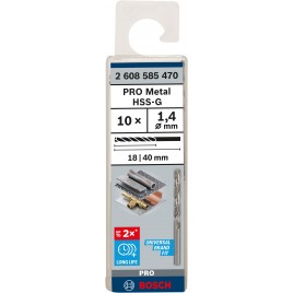 BOSCH Wiertło PRO Metal HSS-G, długość standardowa, 1,4 × 18 × 40 mm, 10 szt. 2608585470