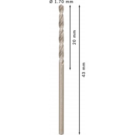 BOSCH Wiertło PRO Metal HSS-G, długość standardowa, 1,7 × 20 × 43 mm, 10 szt. 2608585472