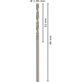 BOSCH Wiertło PRO Metal HSS-G, długość standardowa, 1,9 × 22 × 46 mm, 10 szt. 2608585474