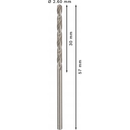 BOSCH Wiertło PRO Metal HSS-G, długość standardowa, 2,6 × 30 × 57 mm, 10 szt. 2608585478