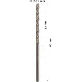 BOSCH Wiertło PRO Metal HSS-G, długość standardowa, 2,9 × 33 × 61 mm, 10 szt. 2608585480