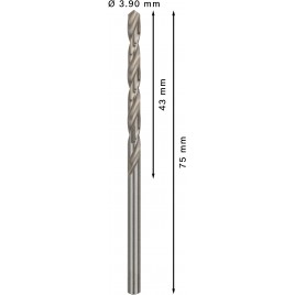 BOSCH Wiertło PRO Metal HSS-G, długość standardowa, 3,9 × 43 × 75 mm, 10 szt. 2608585485