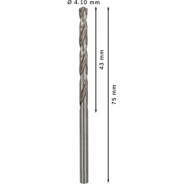 BOSCH Wiertło PRO Metal HSS-G, długość standardowa, 4,1 × 43 × 75 mm, 10 szt. 2608585486