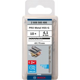 BOSCH Wiertło PRO Metal HSS-G, długość standardowa, 4,1 × 43 × 75 mm, 10 szt. 2608585486