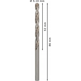 BOSCH Wiertło PRO Metal HSS-G, długość standardowa, 5,1 × 52 × 86 mm, 10 szt. 2608585491