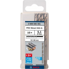 BOSCH Wiertło PRO Metal HSS-G, długość standardowa, 5,1 × 52 × 86 mm, 10 szt. 2608585491