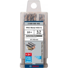 BOSCH Wiertło PRO Metal HSS-G, długość standardowa, 5,3 × 52 × 86 mm, 10 szt. 2608585492