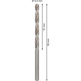 BOSCH Wiertło PRO Metal HSS-G, długość standardowa, 5,4 × 57 × 93 mm, 10 szt. 2608585493