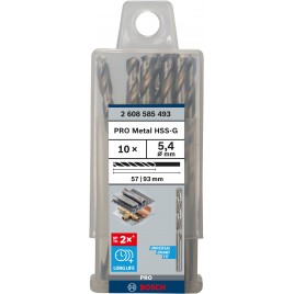 BOSCH Wiertło PRO Metal HSS-G, długość standardowa, 5,4 × 57 × 93 mm, 10 szt. 2608585493