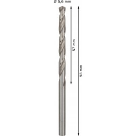 BOSCH Wiertło PRO Metal HSS-G, długość standardowa, 5,6 × 57 × 93 mm, 10 szt. 2608585494