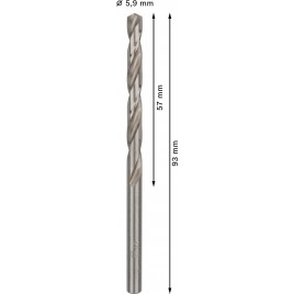 BOSCH Wiertło PRO Metal HSS-G, długość standardowa, 5,9 × 57 × 93 mm, 10 szt. 2608585496