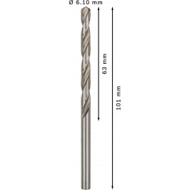 BOSCH Wiertło PRO Metal HSS-G, długość standardowa, 6,1 × 63 × 101 mm, 10 szt. 2608585497