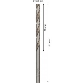 BOSCH Wiertło PRO Metal HSS-G, długość standardowa, 6,3 × 63 × 101 mm, 10 szt. 2608585498