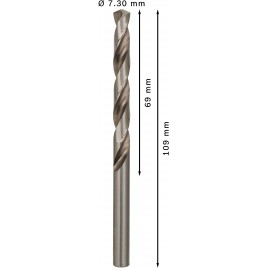 BOSCH Wiertło PRO Metal HSS-G, długość standardowa, 7,3 × 69 × 109 mm, 10 szt. 2608585502