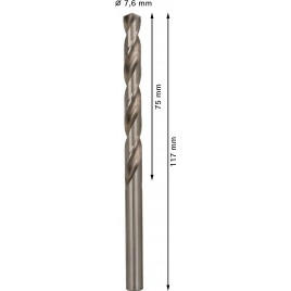 BOSCH Wiertło PRO Metal HSS-G, długość standardowa, 7,6 × 75 × 117 mm, 10 szt. 2608585504