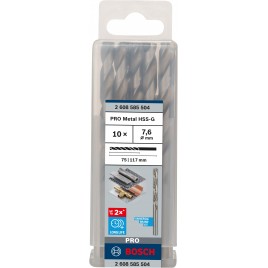 BOSCH Wiertło PRO Metal HSS-G, długość standardowa, 7,6 × 75 × 117 mm, 10 szt. 2608585504