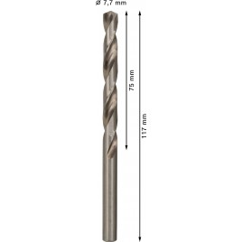 BOSCH Wiertło PRO Metal HSS-G, długość standardowa, 7,7 × 75 × 117 mm, 10 szt. 2608585505