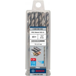 BOSCH Wiertło PRO Metal HSS-G, długość standardowa, 7,7 × 75 × 117 mm, 10 szt. 2608585505