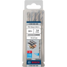 BOSCH Wiertło PRO Metal HSS-G, długość standardowa, 7,8 × 75 × 117 mm, 10 szt. 2608585506