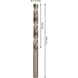 BOSCH Wiertło PRO Metal HSS-G, długość standardowa, 7,9 × 75 × 117 mm, 10 szt. 2608585507