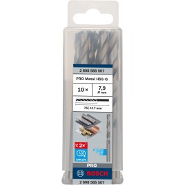 BOSCH Wiertło PRO Metal HSS-G, długość standardowa, 7,9 × 75 × 117 mm, 10 szt. 2608585507