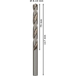 BOSCH Wiertło PRO Metal HSS-G, długość standardowa, 8,1 × 75 × 117 mm, 5 szt. 2608585508