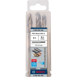 BOSCH Wiertło PRO Metal HSS-G, długość standardowa, 8,1 × 75 × 117 mm, 5 szt. 2608585508