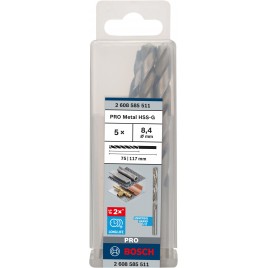 BOSCH Wiertło PRO Metal HSS-G, długość standardowa, 8,4 × 75 × 117 mm, 5 szt. 2608585511