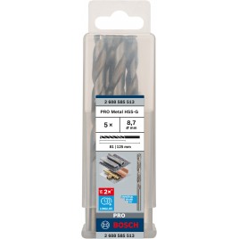 BOSCH Wiertło PRO Metal HSS-G, długość standardowa, 8,7 × 81 × 125 mm, 5 szt. 2608585513