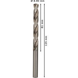 BOSCH Wiertło PRO Metal HSS-G, długość standardowa, 8,9 × 81 × 125 mm, 5 szt. 2608585514