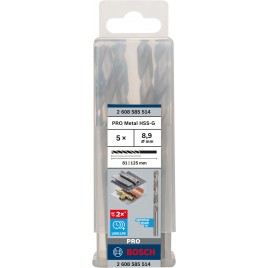 BOSCH Wiertło PRO Metal HSS-G, długość standardowa, 8,9 × 81 × 125 mm, 5 szt. 2608585514