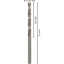 BOSCH Wiertło kręte do metalu PRO Metal HSS-G Twist Drill Bit, 4,2 x 43 x 75 mm 2608595060