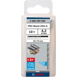 BOSCH Wiertło kręte do metalu PRO Metal HSS-G Twist Drill Bit, 4,2 x 43 x 75 mm 2608595060