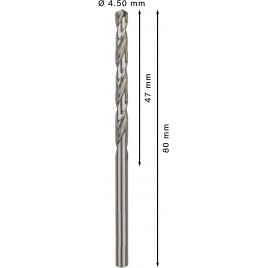 BOSCH Wiertło kręte do metalu PRO Metal HSS-G Twist Drill Bit, 4,5 x 47 x 80 mm 2608595061