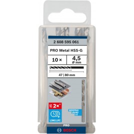 BOSCH Wiertło kręte do metalu PRO Metal HSS-G Twist Drill Bit, 4,5 x 47 x 80 mm 2608595061