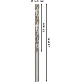 BOSCH Wiertło kręte do metalu PRO Metal HSS-G Twist Drill Bit, 5,8 x 57 x 93 mm 2608595065