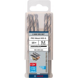 BOSCH Wiertło kręte do metalu PRO Metal HSS-G Twist Drill Bit, 6,2 x 63 x 101mm 2608595067