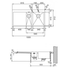 Wyprzedaż Franke Planar PPX 251, 1000x512 mm, 127.0203.468 wygięty róg