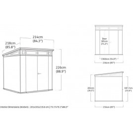 KETER PENT SIGNATURE VERTICAL 7 x 7 Domek ogrodowy, 216 x 218 x 226 cm, szary 17213211