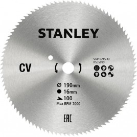 Stanley STA10215-XJ Tarcza pilarska 190 x 16 mm, 100 zębów